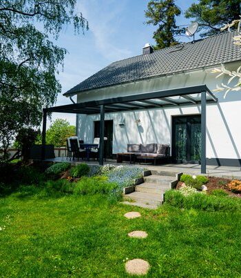 Unsere Aluminiumterrasse Trendline in Anthrazit